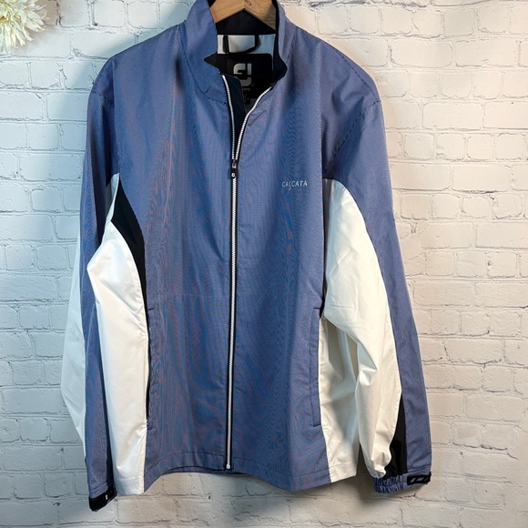 FootJoy Other - FOOTJOY Dry Joys Hydrolite Golf Rain Zip Blue White Jacket size large